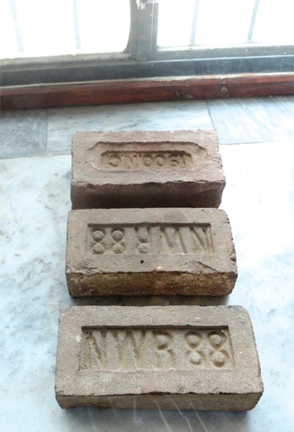 Bricks made in 1888 which carry the abbreviation of North West Railways (NWR).