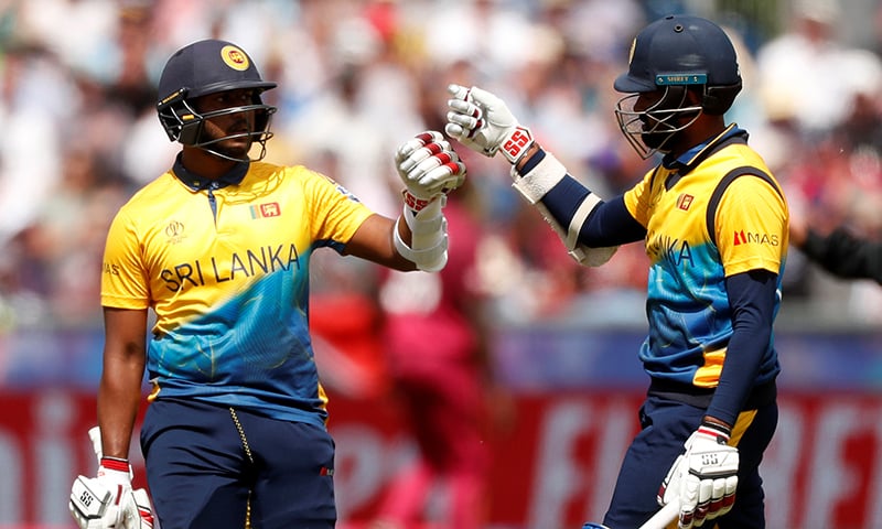 Sri Lanka's Avishka Fernando and Lahiru Thirimanne during World Cup fixture against West Indies at Chester-le-Street on July 1. — Reuters