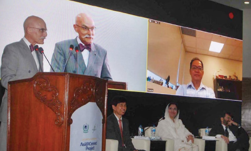 EU Ambassador Jean-Francois Cautain speaks at the launching ceremony at the HEC auditorium in Islamabad on Monday. &mdash; APP