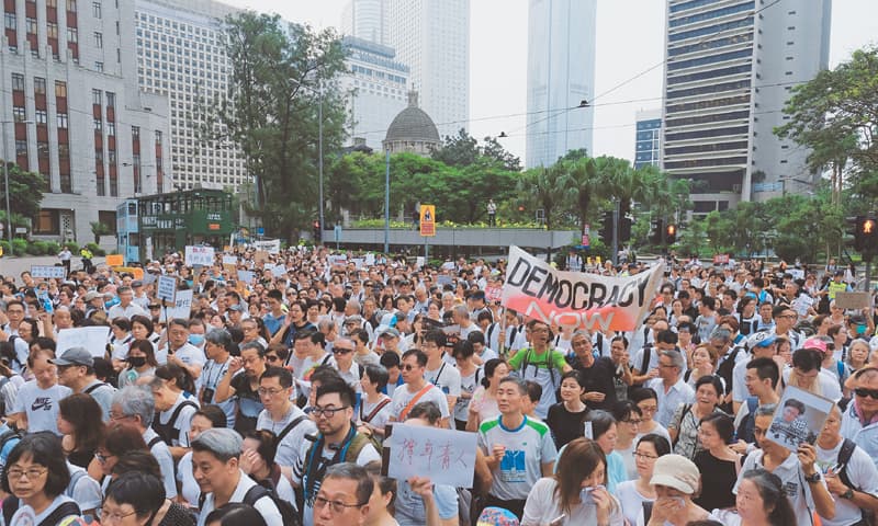 Hong Kong: Elderly people march to protest against the extradition bill
on Wednesday.—Reuters Hong Kong: Elderly people march to protest against the extradition bill
on Wednesday.—Reuters