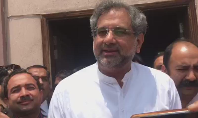 Former prime minister Shahid Khaqan Abbasi at an accountability court in Islamabad on Friday. — DawnNewsTV