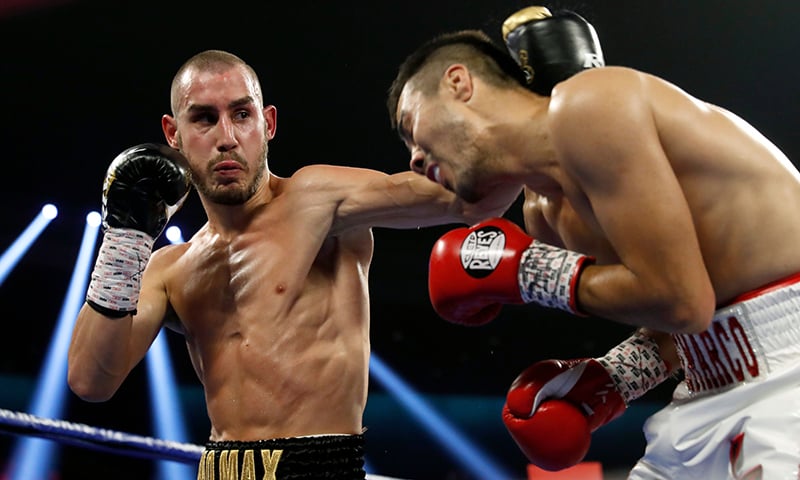 In this file photo taken on October 20, 2018, Maxim Dadashev (L) of Russia battles with Antonio de Marco of Mexico during a super lightweight bout in Las Vegas. — AFP In this file photo taken on October 20, 2018, Maxim Dadashev (L) of Russia battles with Antonio de Marco of Mexico during a super lightweight bout in Las Vegas. — AFP