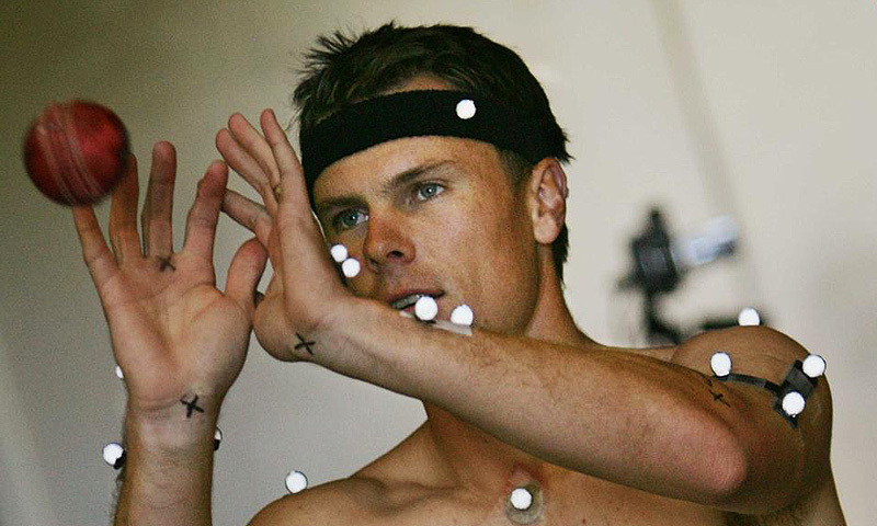 File photo shows South African bowler Johan Botha catching a ball as he has his suspect bowling action tested at the school of human movement and exercise science at the University of Western Australia in Perth, on Feb 1, 2006. &mdash; AFP/File