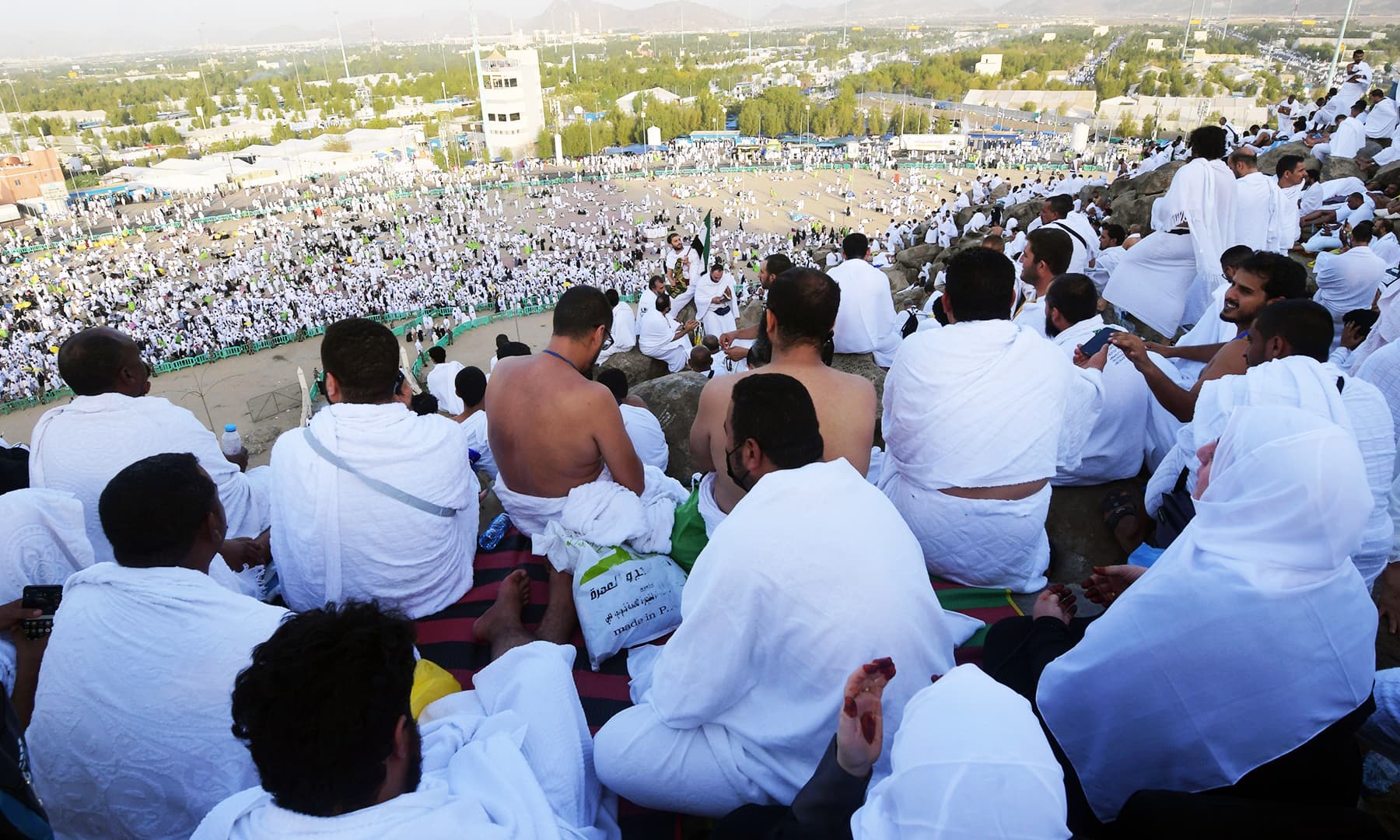 Pilgrims gather on Mount Arafat to listen to the Haj sermon. — AFP