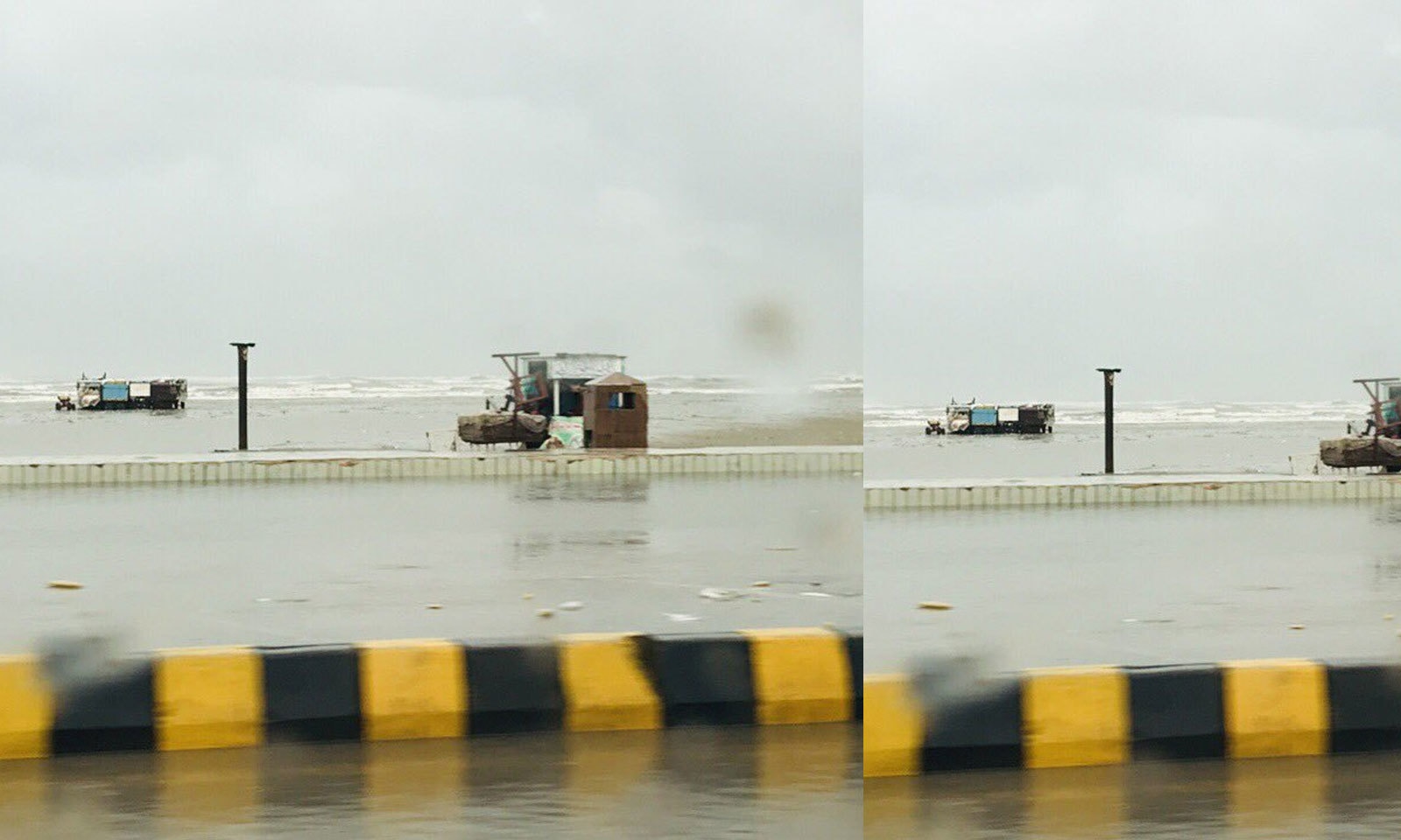 ساحل سمندر پر بھی پانی جمع ہونے سے معمولات زندگی متاثر ہوئے—فوٹو: عسکری / ٹوئٹر