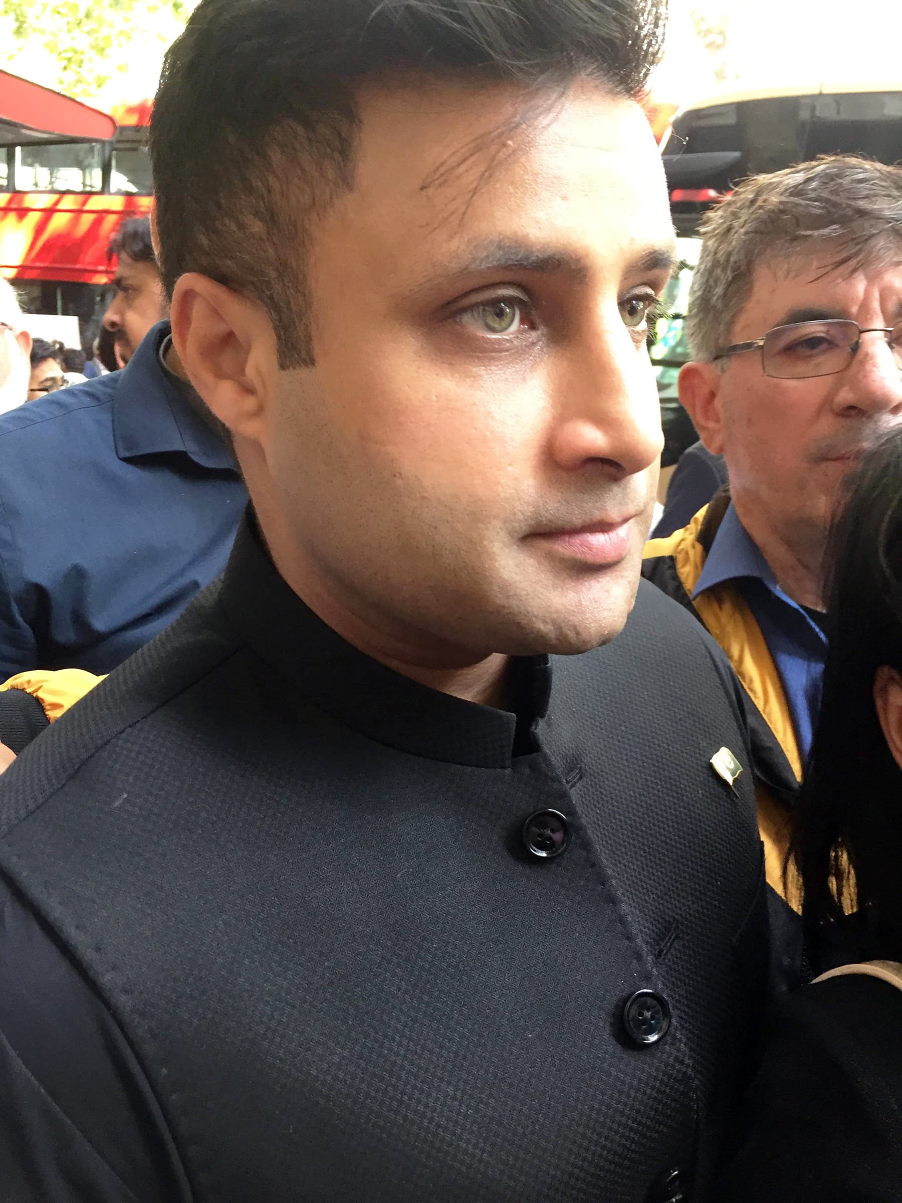 Special Assistant to the Prime Minister on Overseas Pakistanis Sayed Zulfi Bukhari arriving at the Indian High Commission in London on Thursday.