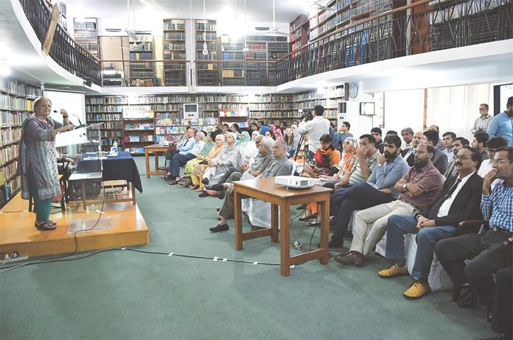 DR Masuma Hassan addresses the session at the PIIA on Thursday.—White Star