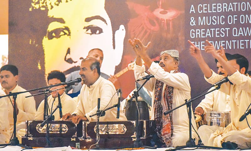 THE qawwali performance under way on Friday night.—Fahim Siddiqi/White Star