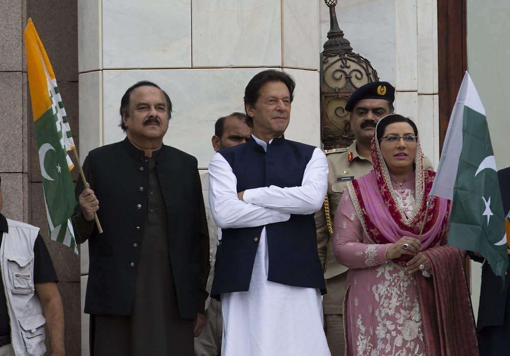 Prime Minister Imran Khan attends a Kashmir rally at the Prime Minister office in Islamabad, on Friday. ─ AP