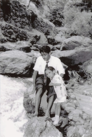 The writer, as a child, with his late uncle during a vacation in Iran, 1958