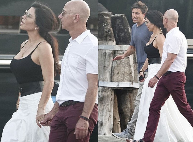 پہلی بار جیف بزوز اور لورین سانچز کو سرعام دیکھا گیا—فوٹو: میگا/ ڈیلی میل