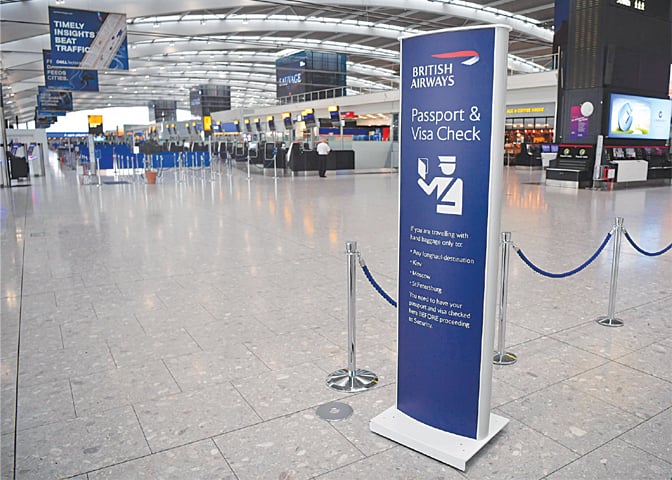 THE departure area at Heathrow airport Terminal 5 in west London is near-deserted as the first-ever strike by British Airways pilots began on Monday. The airline cancelled almost all flights departing and arriving into the UK, sparking travel chaos for tens of thousands of passengers—AFP