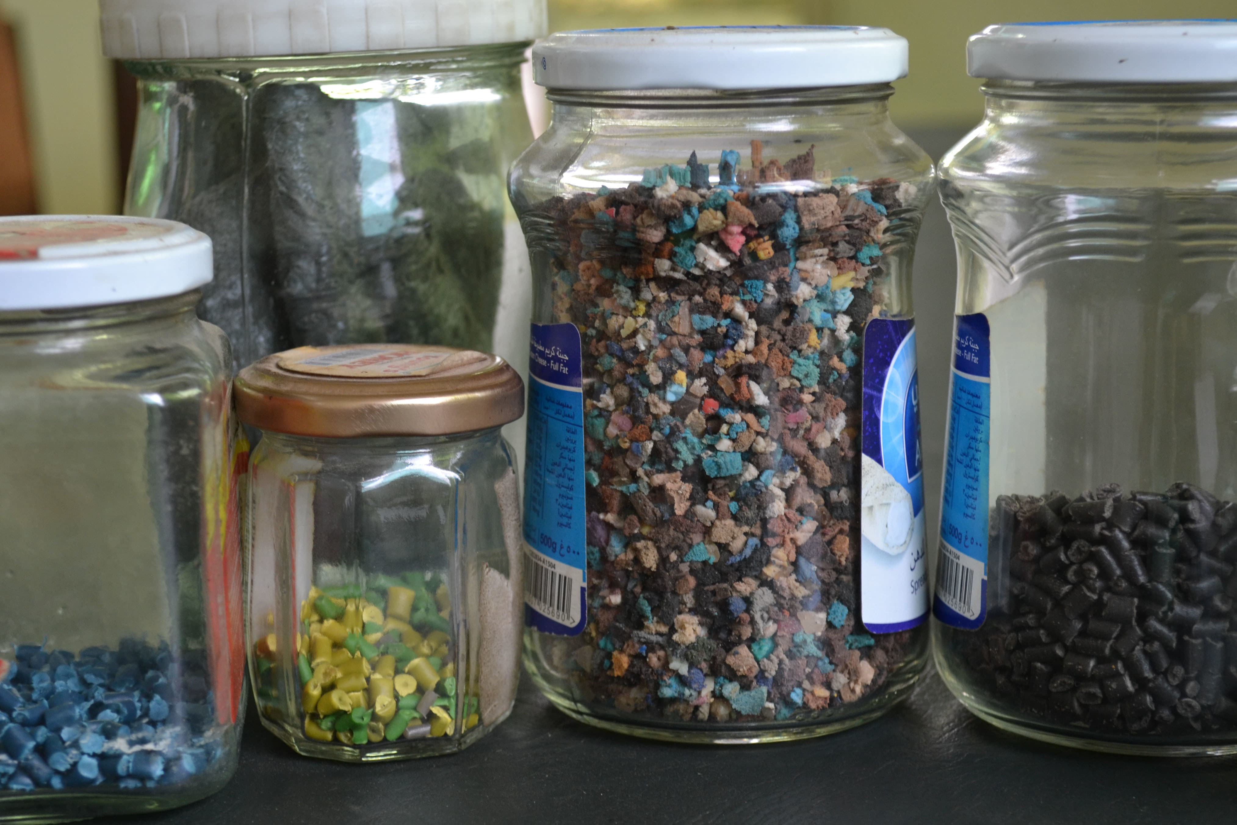 Recycled plastic is reduced to pellets which can be used to produce new plastic products. —*Photo by author*