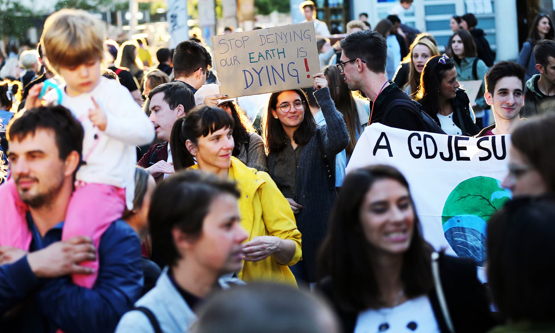 People hold banners during climate change demonstration in Zagreb, Croatia, September 20, 2019. — Reuters