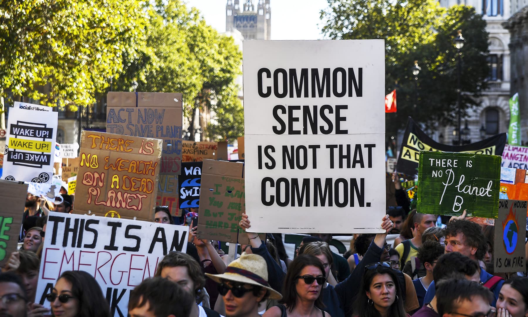 Climate protesters demonstrate in London, Friday, Sept. 20, 2019. — AP