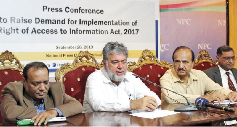 CPDI Executive Director Amer Ejaz speaks at the press conference on Saturday. — Online