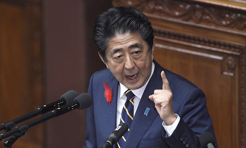 Japanese Prime Minister Shinzo Abe delivers the policy speech during the opening of the extraordinary parliament session in Tokyo on Friday, Oct. 4, 2019. — AP