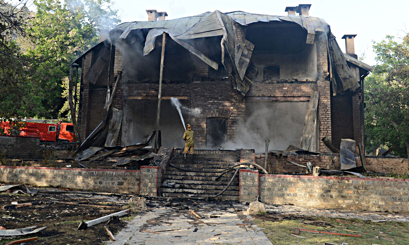 On June 15, 2013, the historic Quaid-i-Azam Ziarat Residency was set alight in an arson attack by militants. — AFP/File