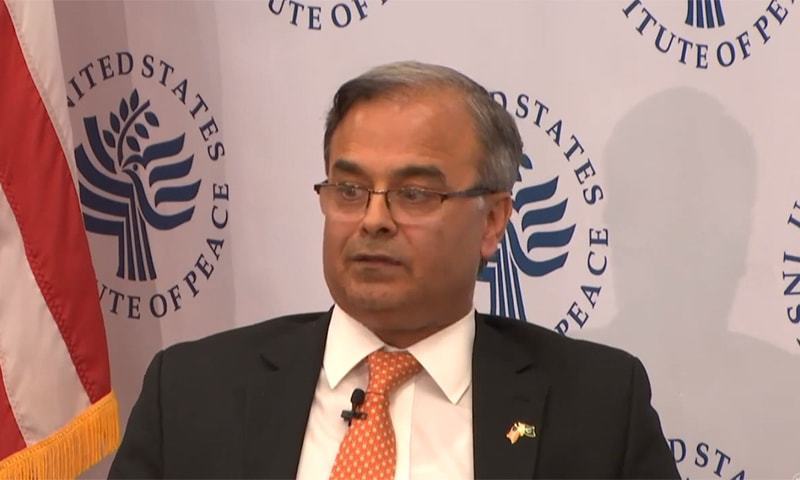 Ambassador to US Asad Majeed Khan says Pakistan is pushing its IT sector to US companies and investors. — USIP screengrab/File