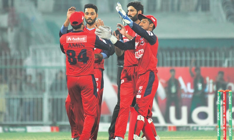 NORTHERN celebrate another Sindh wicket.—Courtesy PCB