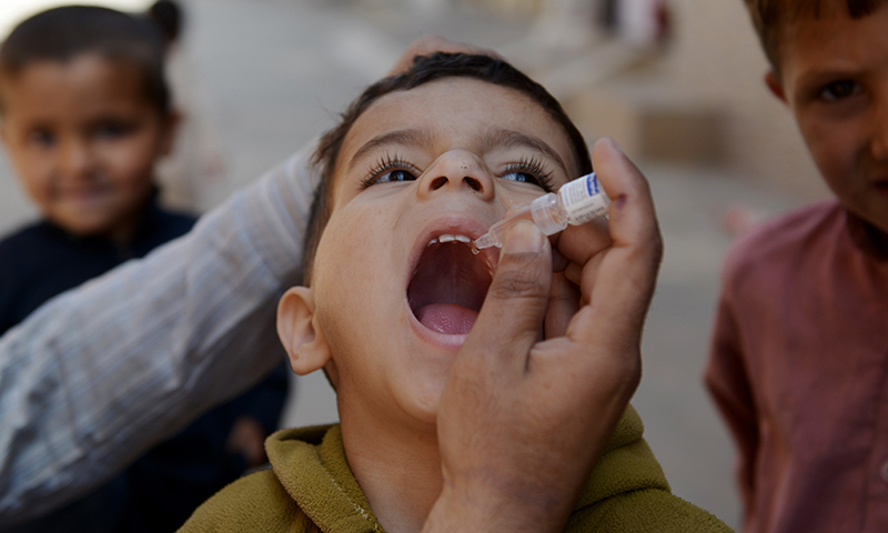 From KP, a seven-year-old girl and a 21-month-old boy, while in Balochistan an 11-month-old boy test positive for polio. — AFP/File