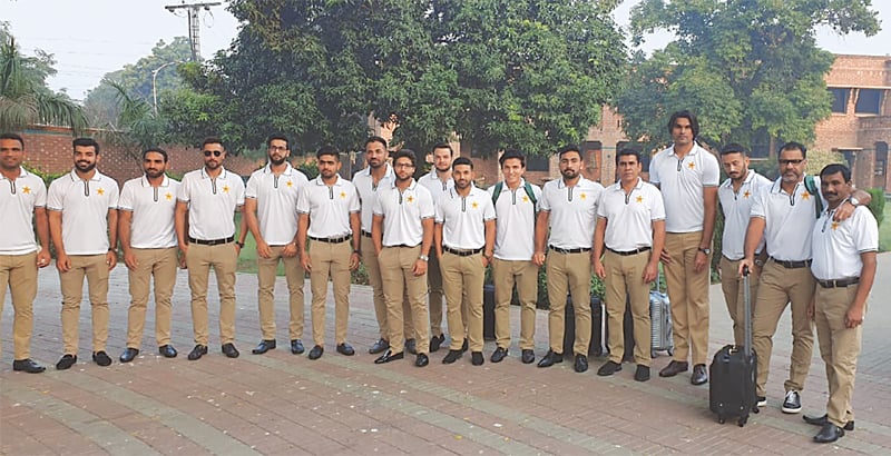 LAHORE: Members of Pakistan Twenty20 squad pose for a group photo on the eve of their departure to Australia on Saturday. The Babar Azam-led team will play a series of three Twenty20 Internationals against Australia in Sydney (Nov 3), Canberra (Nov 5) and Perth (Nov 8).—M.Arif/White Star