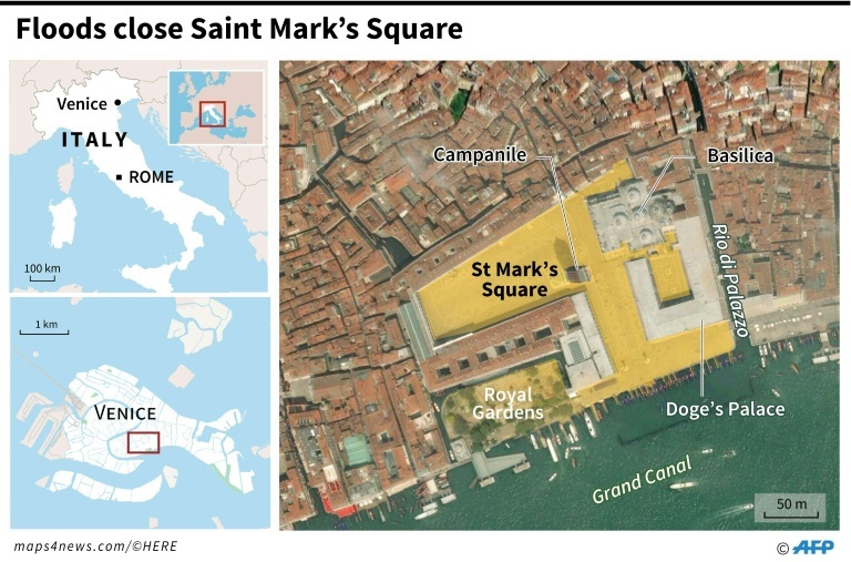 Floods close St Mark's Square. — AFP