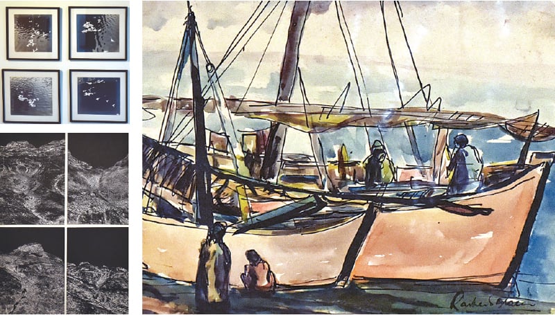 Three of the artworks on display at the exhibition.&mdash;White Star