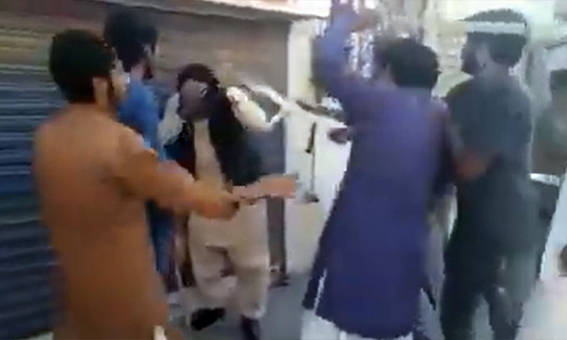 The video of torture of a private college teacher went viral on social media on Sunday, showing five to six youths involved in the incident. &mdash; Photo courtesy YouTube screengrab