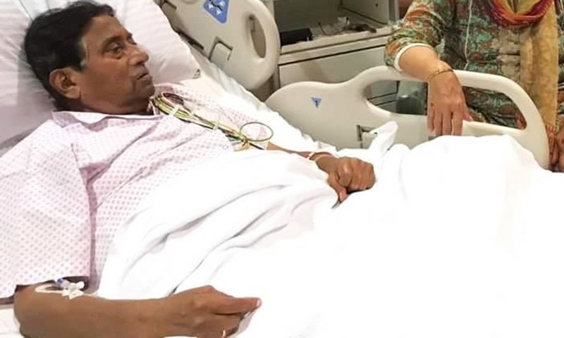 A file photo of former president retired Gen Pervez Musharraf at a hospital in Dubai in March this year. — Photo courtesy APML