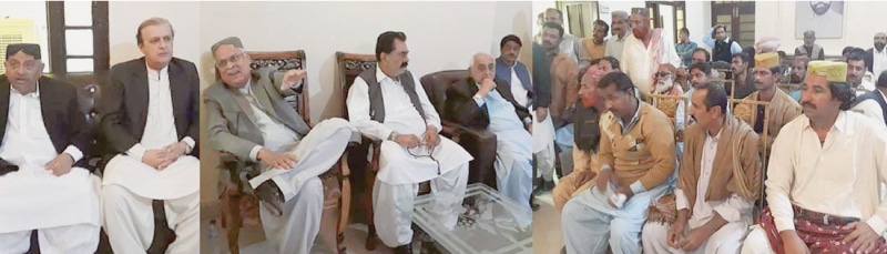 FORMER minister Sardar Manzoor Khan Panhwar chairs a jirga in Jacobabad on Sunday.—Dawn