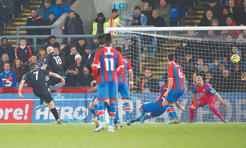 LONDON: Neal Maupay (L) of Brighton & Hove Albion scores a goal against Crystal Palace during their Premier League match at Selhurst Park.--Reuters LONDON: Neal Maupay (L) of Brighton & Hove Albion scores a goal against Crystal Palace during their Premier League match at Selhurst Park.--Reuters