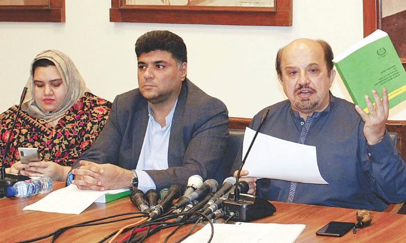Firdous Shamim Naqvi speaks at the press conference on Friday.—PPI Firdous Shamim Naqvi speaks at the press conference on Friday.—PPI