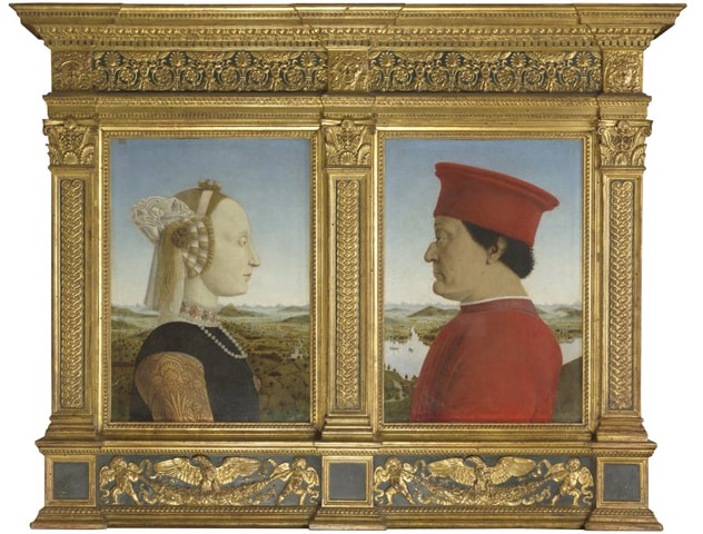 A portrait of the Duke and Duchess of Urbino