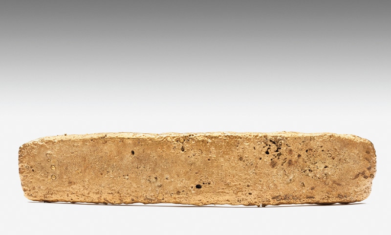 The 1.93-kilogram gold bar found in a Mexico City park in 1981 by a construction worker during excavations for a new building.&mdash;AFP
