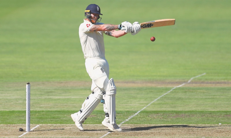 ENGLAND Ben Stokes plays a pull shot during the third Test against South Africa at St George’s Park on Thursday.—Reuters