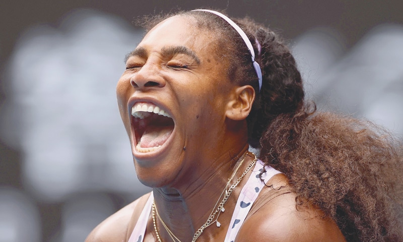 SERENA Williams reacts during her third-round match against Qiang Wang on Friday.—Reuters