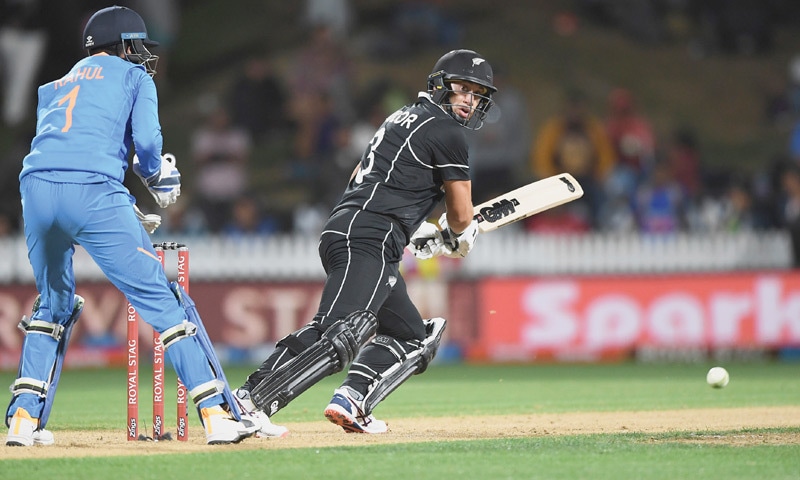 NEW ZEALAND’S century-maker Ross Taylor plays a delicate stroke during the first ODI against India at Seddon Park on Wednesday.—AP NEW ZEALAND’S century-maker Ross Taylor plays a delicate stroke during the first ODI against India at Seddon Park on Wednesday.—AP