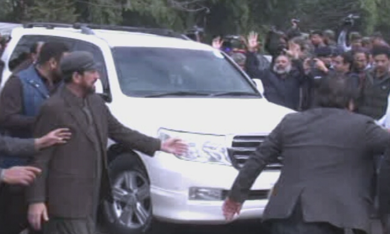 PPP chairperson Bilawal Bhutto Zardari arrives at  National Accountability Bureau's (NAB) old headquarters in Rawalpindi on Thursday. — DawnNewsTV