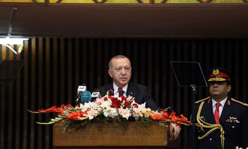 Turkish President Recep Tayyip Erdogan addressed the joint session of Parliament on Friday. — Photo courtesy Radio Pakistan