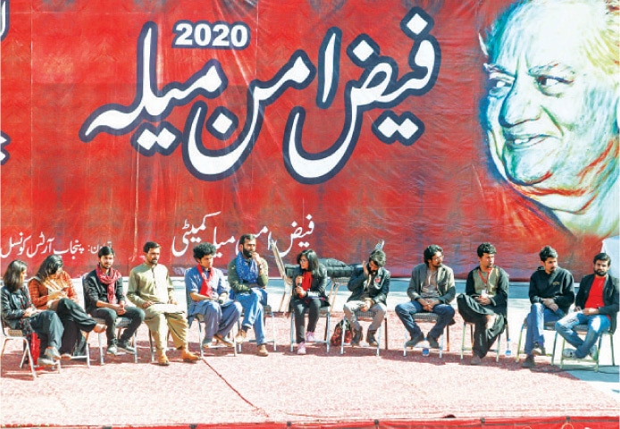 A session at Faiz Amn Mela at Bagh-i-Jinnah Open Air Theatre. — White Star