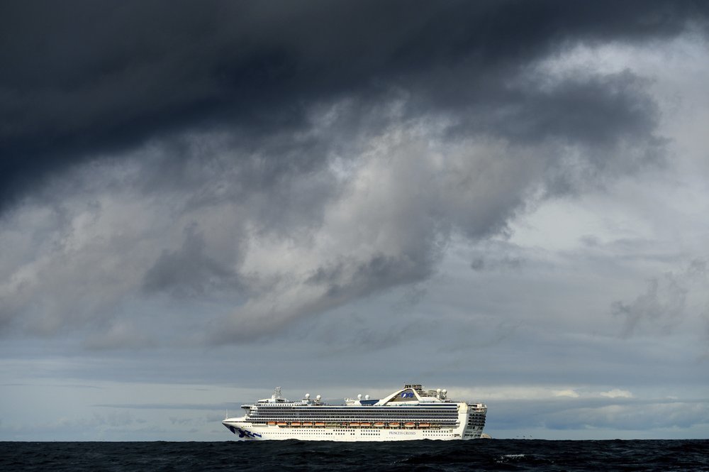 Carrying multiple people who have tested positive for COVID-19, the Grand Princess maintains a holding pattern about 30 miles off the coast of San Francisco. ─ AP