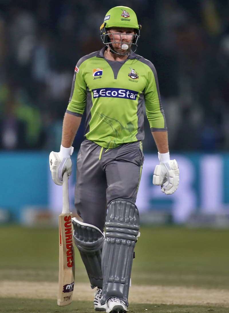 Ben Dunk walks during Sunday's match against Karachi Kings. — AP