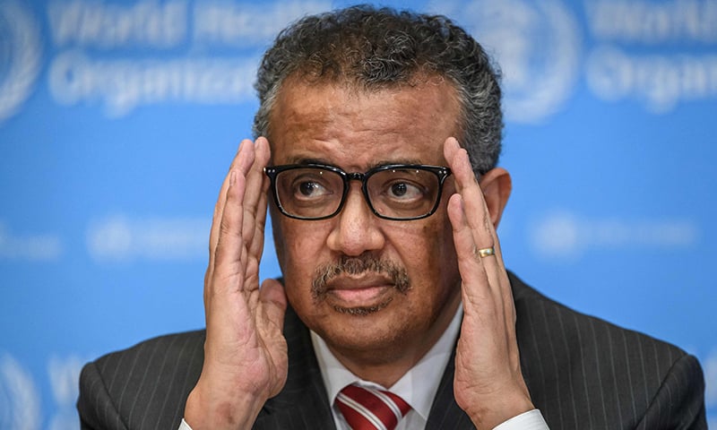 WHO Director-General Tedros Adhanom Ghebreyesus attends a daily press briefing on COVID-19 virus at the WHO headquarters on March 11 in Geneva. — AFP