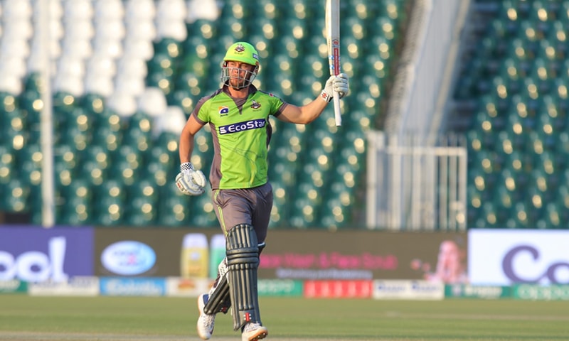 Lahore Qalandars' player Chris Lynn scored an unbeaten 113 runs to propel the home team to victory in their Pakistan Super League 2020 match against Multan Sultans on Sunday. — Photo courtesy Lahore Qalandars Twitter