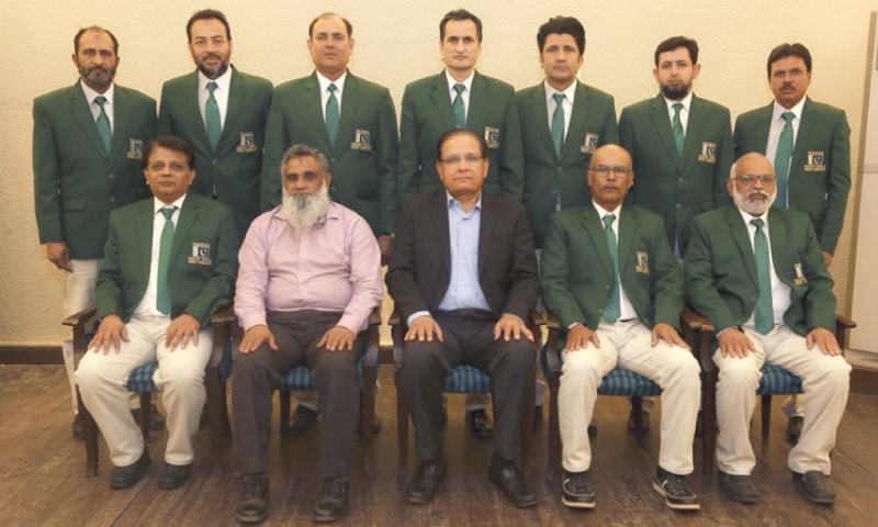 Members of Pakistan Veterans cricket squad for the Over-50 World Cup in South Africa are seen at Karachi Gymkhana on Saturday. — Dawn/File