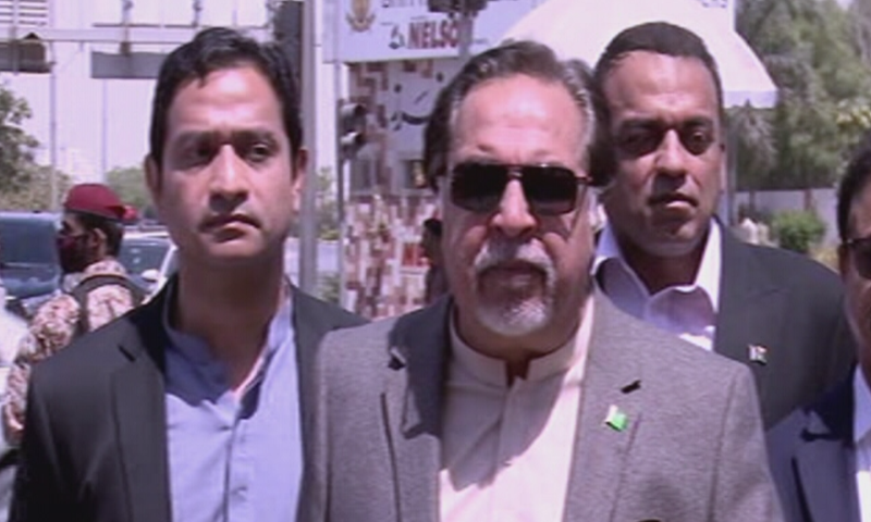 Sindh Governor Imran Ismail speaks to reporters in Karachi. —DawnNewsTV