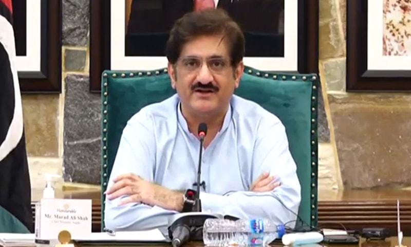 Sindh Chief Minister Murad Ali Shah announces a lockdown in Sindh in a video message on Sunday. — DawnNewsTV