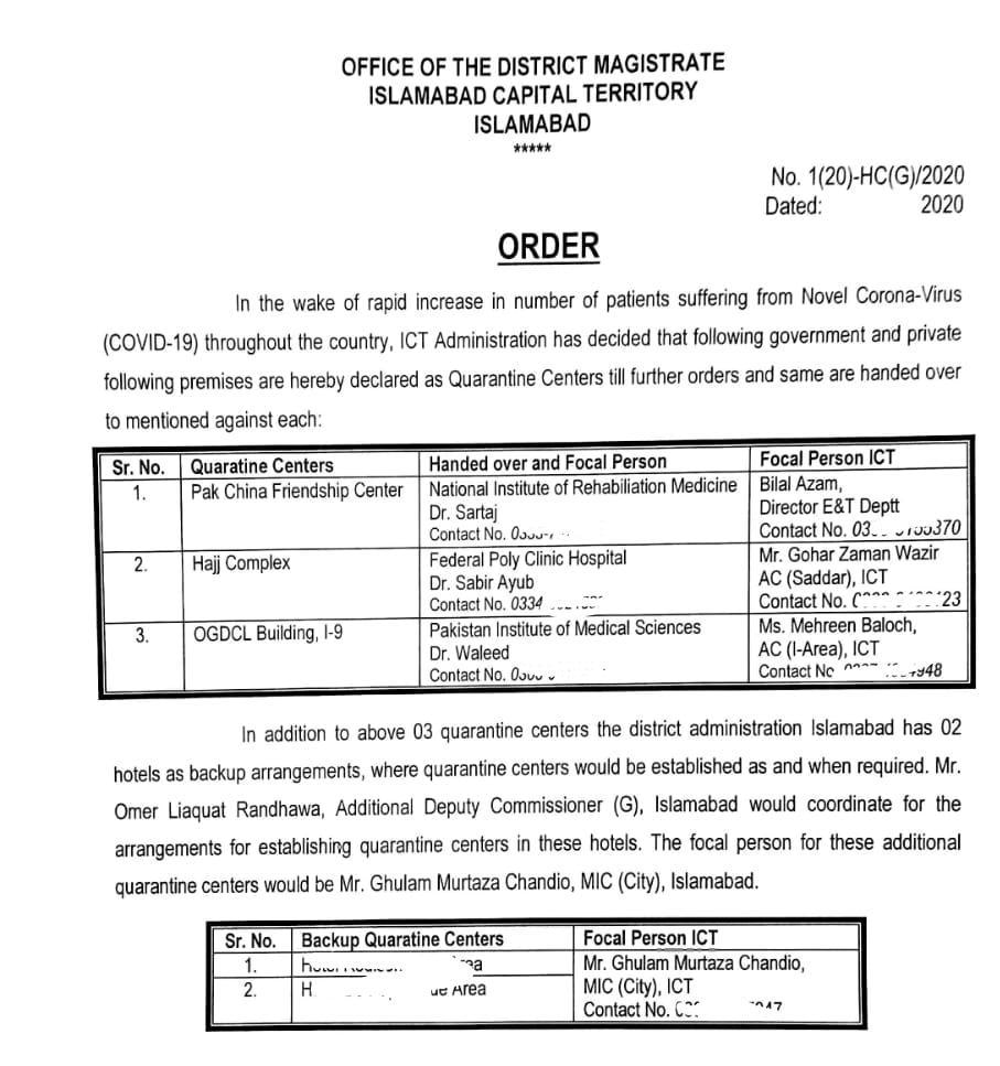 A copy of the notification issued by ICT administration.
