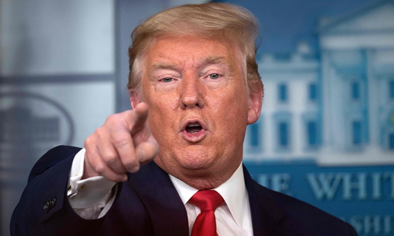 US President Donald Trump speaks during the daily briefing on the novel coronavirus in the Brady Briefing Room at the White House on April 3, in Washington, DC. &mdash; AFP